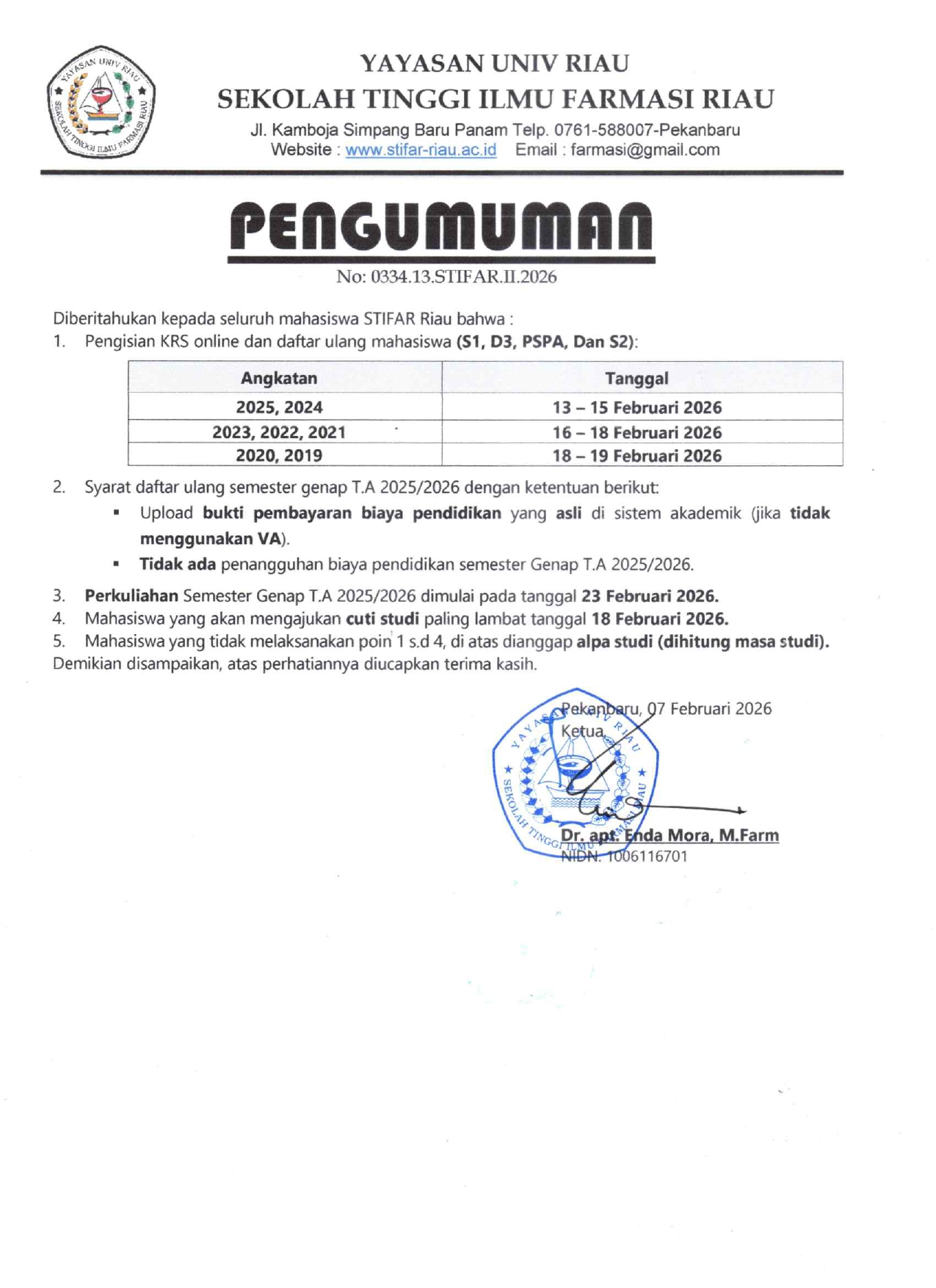 PENGUMUMAN
