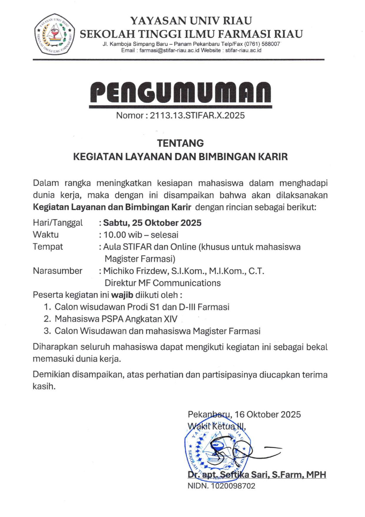 LAYANAN DAN BIMBINGAN KARIR