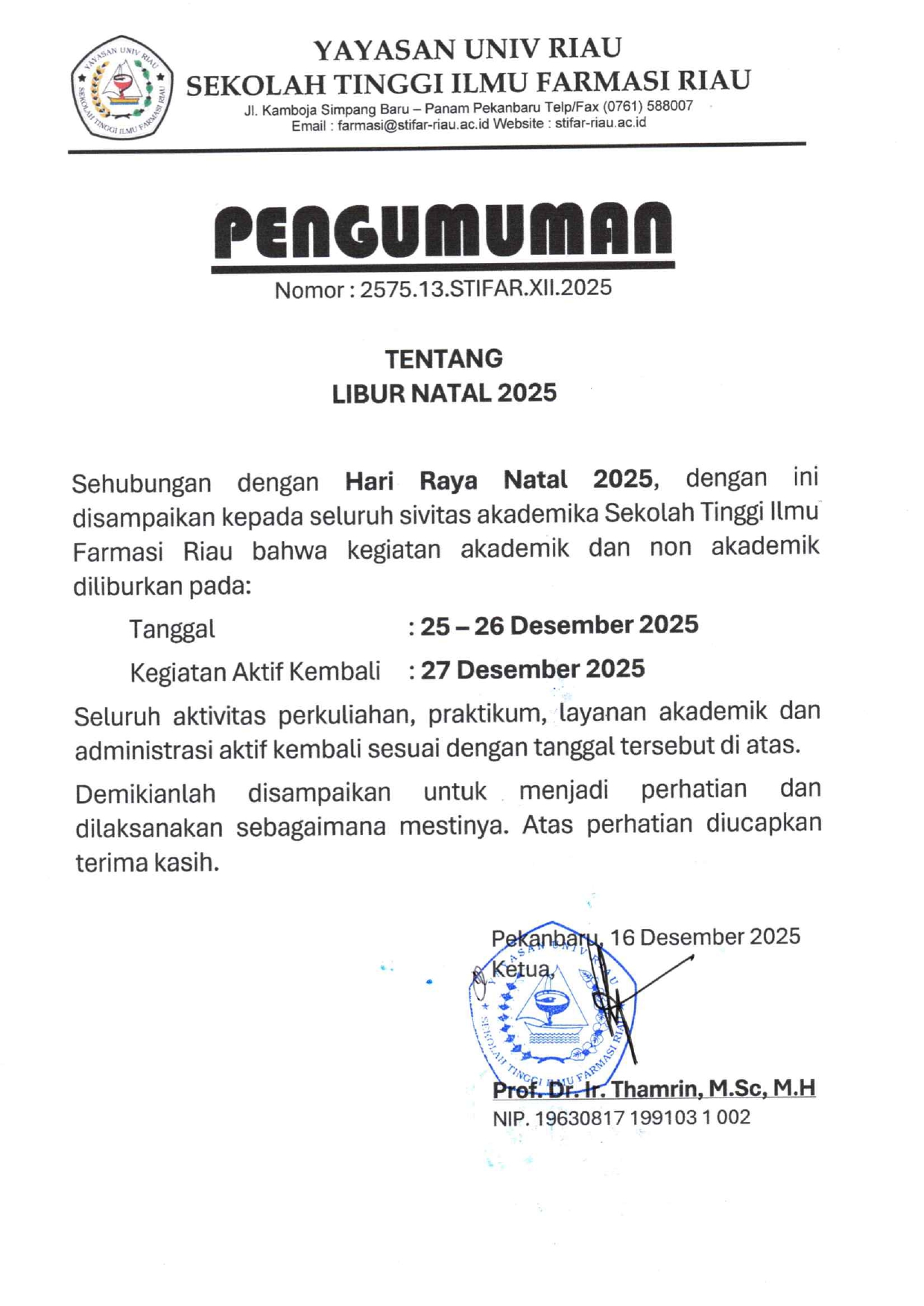LIBUR NATAL 2025