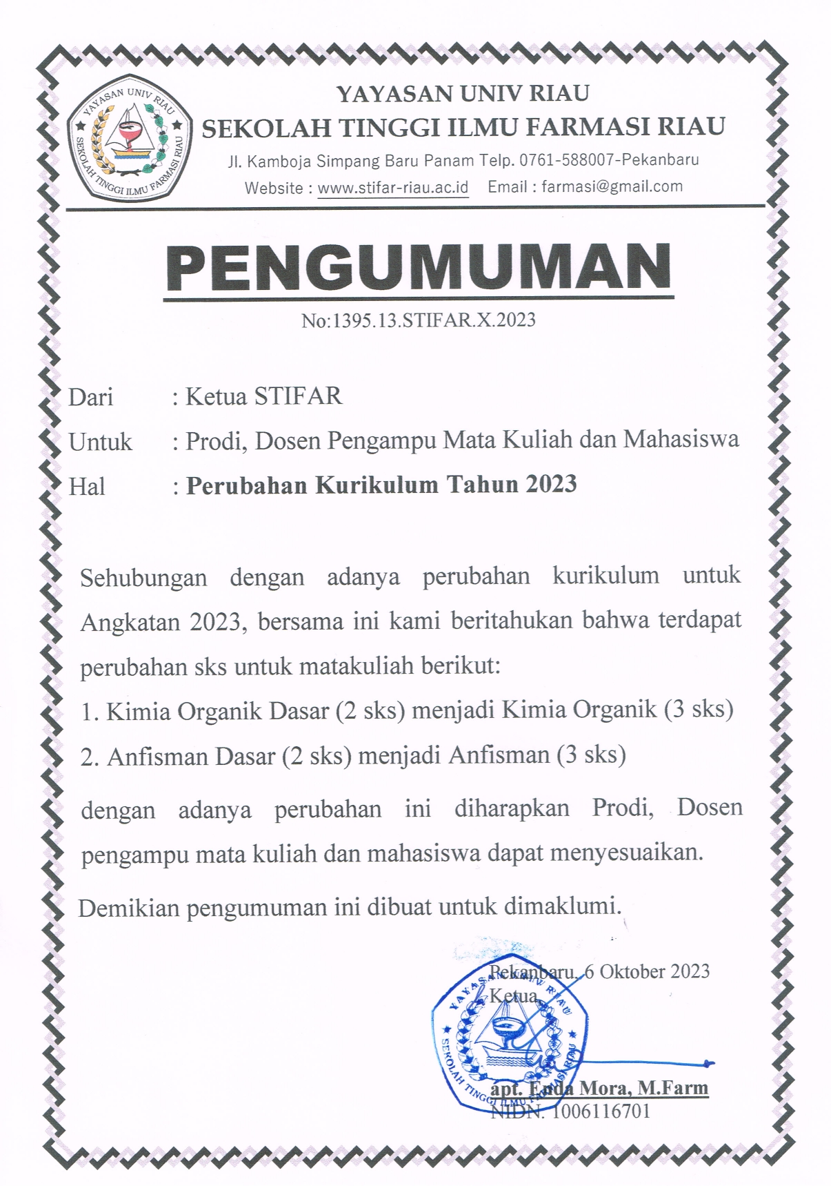 PERUBAHAN KURIKULUM 2023