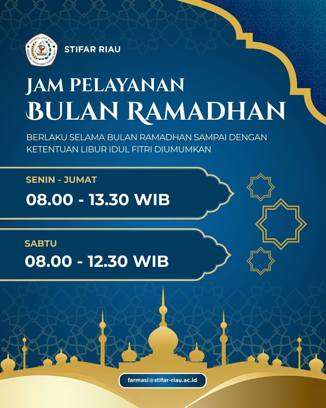 JADWAL OPERASIONAL STIFAR SELAMA BULAN RAMADHAN 1447 H