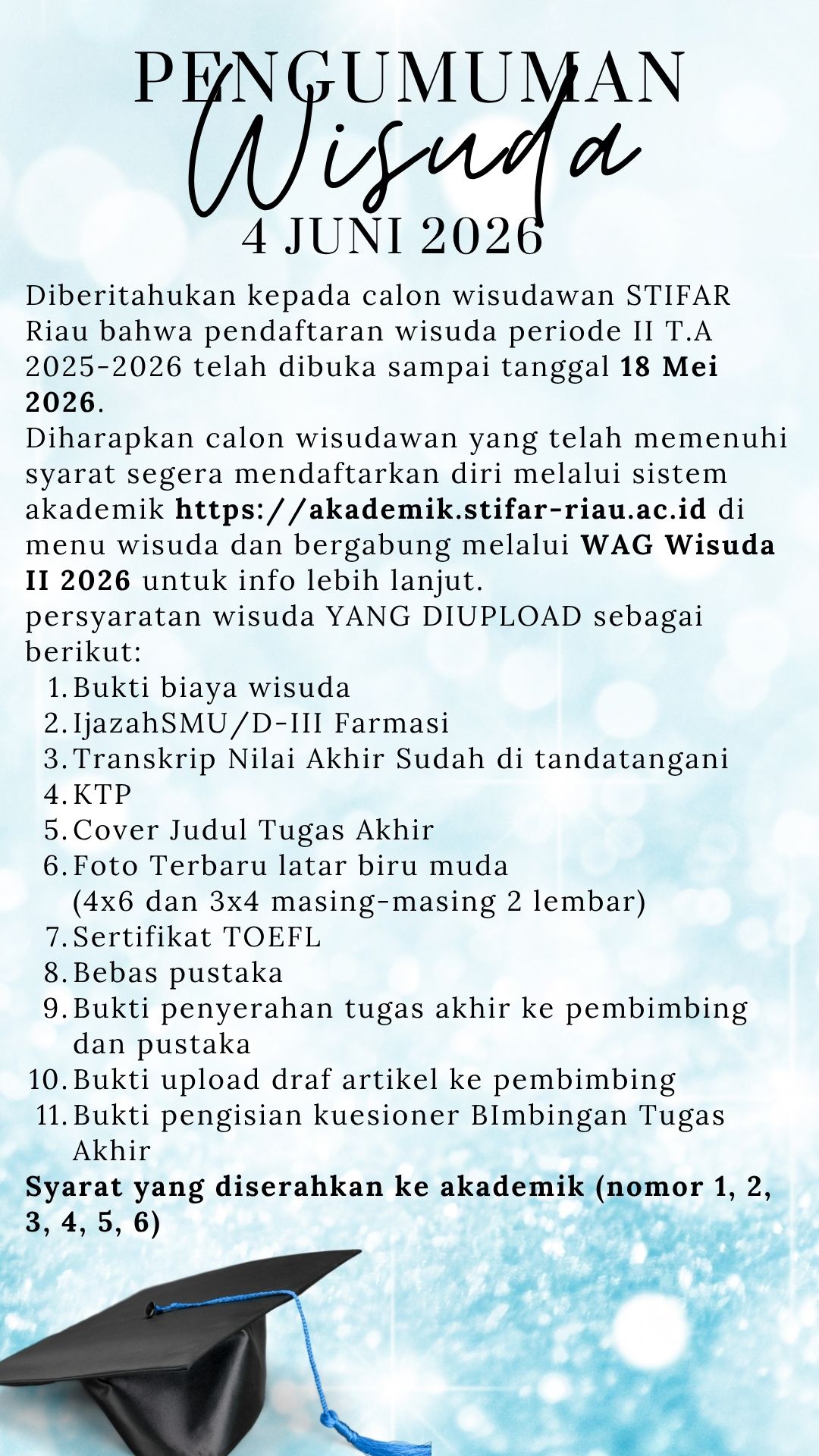 PENGUMUMAN AWAL WISUDA 4 JUNI 2026